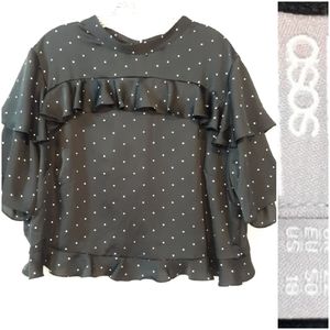 Asos Polka Dot Ruffle Open Back Crop Top